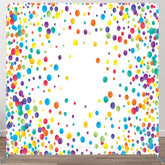 Aperturee - Aperturee Simple Rainbow Dots White Fabric Party Backdrop Cover